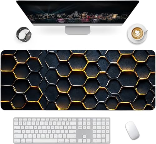Gaming Mauspad XXL 1600x800x3mm, Gitter Anti-Rutsch Mousepad XXL, Schwarz groß Schreibtischunterlage, Waschbares rutschfeste Gummibasis, Mauspad mit Nähten an Den Kanten für PC, Maus LJ-2416 Bild 2