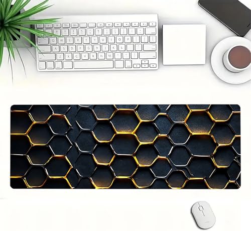 Gaming Mauspad XXL 1600x800x3mm, Gitter Anti-Rutsch Mousepad XXL, Schwarz groß Schreibtischunterlage, Waschbares rutschfeste Gummibasis, Mauspad mit Nähten an Den Kanten für PC, Maus LJ-2416 Bild 3