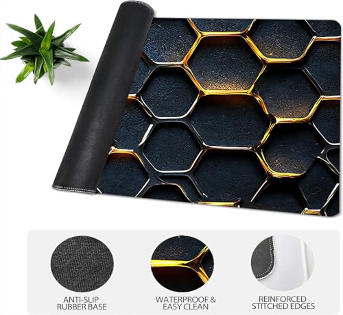 Gaming Mauspad XXL 1600x800x3mm, Gitter Anti-Rutsch Mousepad XXL, Schwarz groß Schreibtischunterlage, Waschbares rutschfeste Gummibasis, Mauspad mit Nähten an Den Kanten für PC, Maus LJ-2416 Bild 4