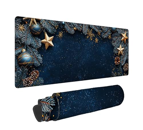 Gaming Mauspad XXL 1600x800x3mm, Weihnachten Anti-Rutsch Mousepad XXL, Marineblau groß Schreibtischunterlage, Waschbares rutschfeste Gummibasis, Mauspad mit Nähten an Den Kanten für PC, Maus LJ-2566 Bild 1