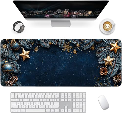 Gaming Mauspad XXL 1600x800x3mm, Weihnachten Anti-Rutsch Mousepad XXL, Marineblau groß Schreibtischunterlage, Waschbares rutschfeste Gummibasis, Mauspad mit Nähten an Den Kanten für PC, Maus LJ-2566 Bild 2