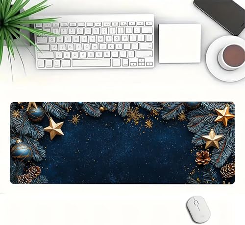 Gaming Mauspad XXL 1600x800x3mm, Weihnachten Anti-Rutsch Mousepad XXL, Marineblau groß Schreibtischunterlage, Waschbares rutschfeste Gummibasis, Mauspad mit Nähten an Den Kanten für PC, Maus LJ-2566 Bild 3