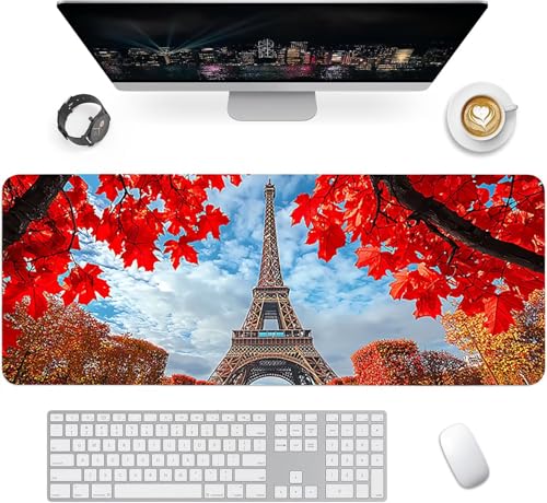 Gaming Mauspad XXL 1600x800x3mm, Paris Anti-Rutsch Mousepad XXL, Landschaft groß Schreibtischunterlage, Waschbares rutschfeste Gummibasis, Mauspad mit Nähten an Den Kanten für PC, Maus LJ-2140 Bild 2