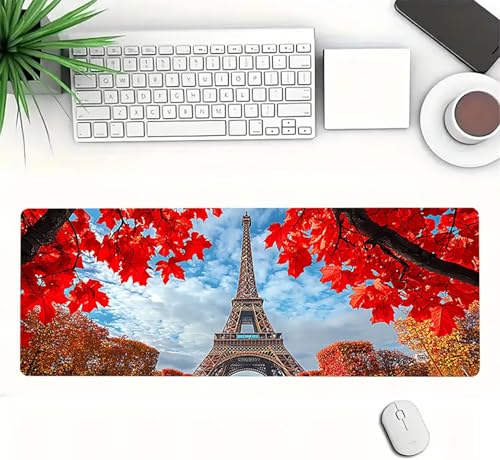 Gaming Mauspad XXL 1600x800x3mm, Paris Anti-Rutsch Mousepad XXL, Landschaft groß Schreibtischunterlage, Waschbares rutschfeste Gummibasis, Mauspad mit Nähten an Den Kanten für PC, Maus LJ-2140 Bild 3