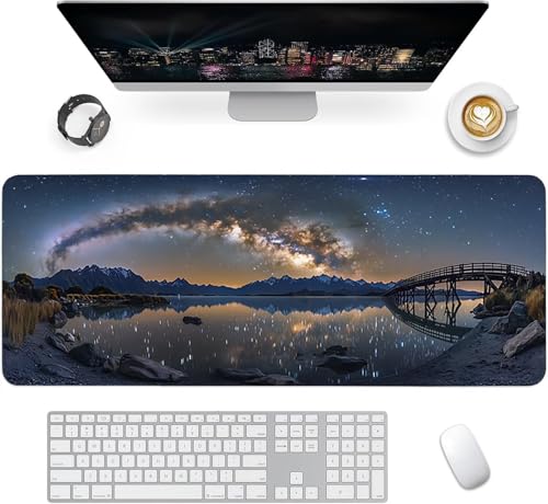 Gaming Mauspad XXL 1600x800x3mm, Sternenhimmel Anti-Rutsch Mousepad XXL, Landschaft groß Schreibtischunterlage, Waschbares Rutschfeste Gummibasis, Mauspad mit Nähten an Den Kanten für PC, Maus LJ-2368 Bild 2