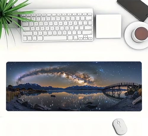 Gaming Mauspad XXL 1600x800x3mm, Sternenhimmel Anti-Rutsch Mousepad XXL, Landschaft groß Schreibtischunterlage, Waschbares Rutschfeste Gummibasis, Mauspad mit Nähten an Den Kanten für PC, Maus LJ-2368 Bild 3