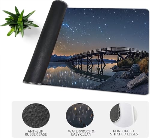 Gaming Mauspad XXL 1600x800x3mm, Sternenhimmel Anti-Rutsch Mousepad XXL, Landschaft groß Schreibtischunterlage, Waschbares Rutschfeste Gummibasis, Mauspad mit Nähten an Den Kanten für PC, Maus LJ-2368 Bild 4