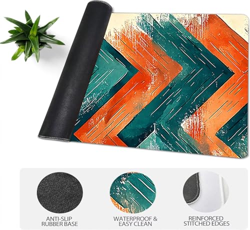 Gaming Mauspad XXL 1600x800x3mm, Blau Anti-Rutsch Mousepad XXL, Orange Farbe groß Schreibtischunterlage, Waschbares rutschfeste Gummibasis, Mauspad mit Nähten an Den Kanten für PC, Maus LJ-2246 Bild 4