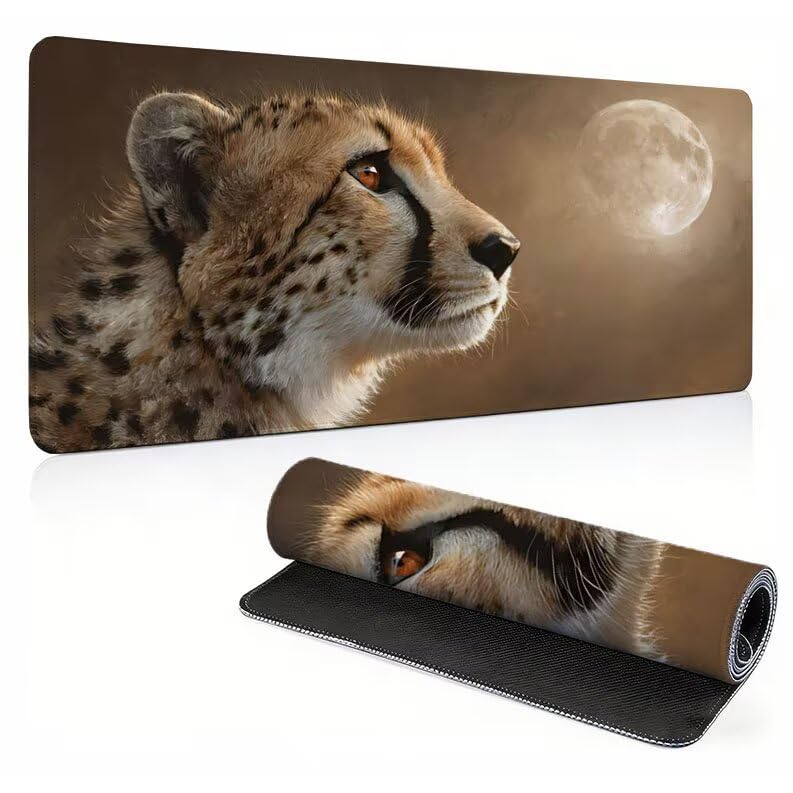 Gaming Mauspad XXL, Mousepad 1000 x 500 x 4 mm, braun Leopard Maus pad,Vernähte Kanten WassXerdicht Anti-Rutsch Verbessert Präzision und Geschwindigkei,Großer Erweiterter Schreibtisch Schutz 0A0-404 Bild 1
