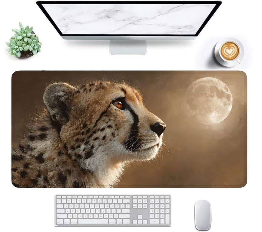 Gaming Mauspad XXL, Mousepad 1000 x 500 x 4 mm, braun Leopard Maus pad,Vernähte Kanten WassXerdicht Anti-Rutsch Verbessert Präzision und Geschwindigkei,Großer Erweiterter Schreibtisch Schutz 0A0-404 Bild 2
