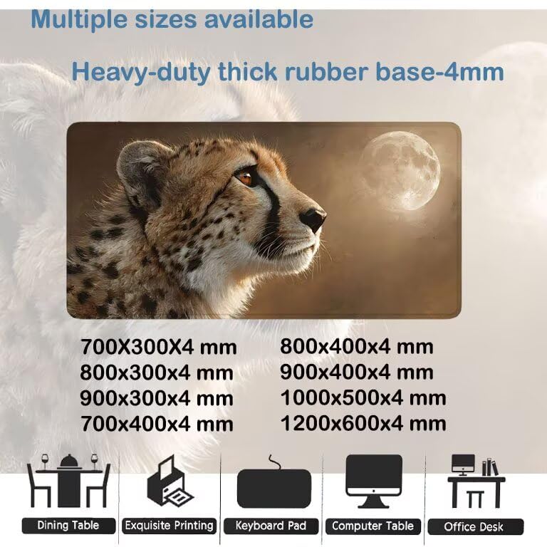 Gaming Mauspad XXL, Mousepad 1000 x 500 x 4 mm, braun Leopard Maus pad,Vernähte Kanten WassXerdicht Anti-Rutsch Verbessert Präzision und Geschwindigkei,Großer Erweiterter Schreibtisch Schutz 0A0-404 Bild 4