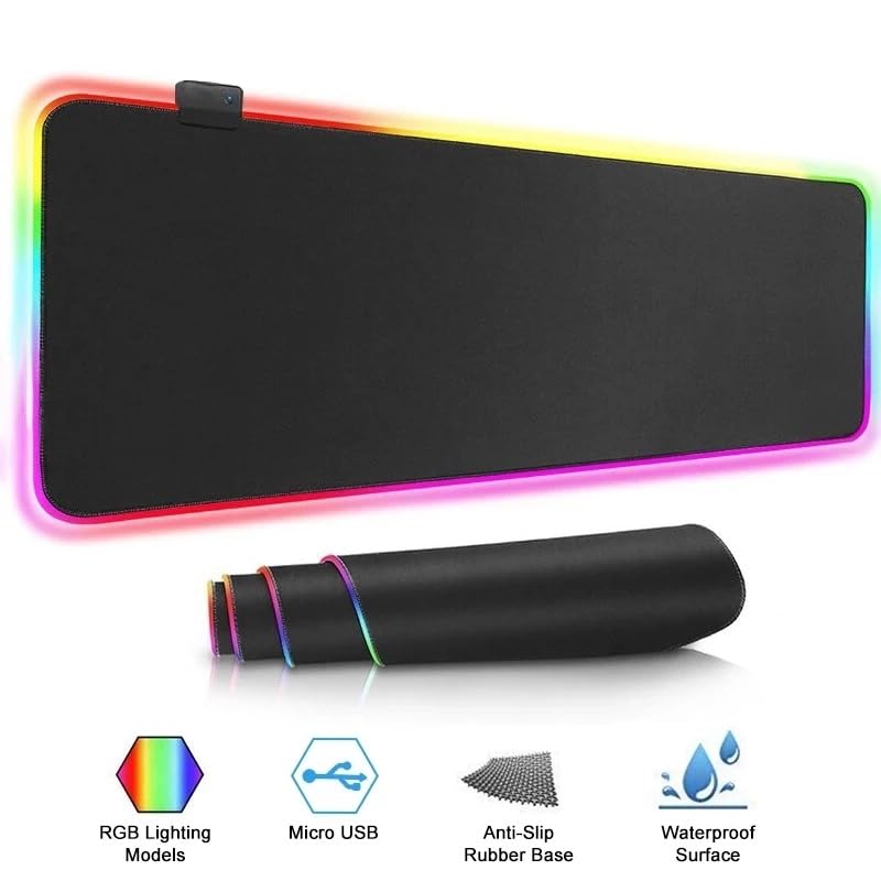 Generisch Großes wasserdichtes Gaming-Mauspad – leichte Schreibtischunterlage for Tastatur und Maus(RGB 80 x 30 x 0.4cm) Bild 2