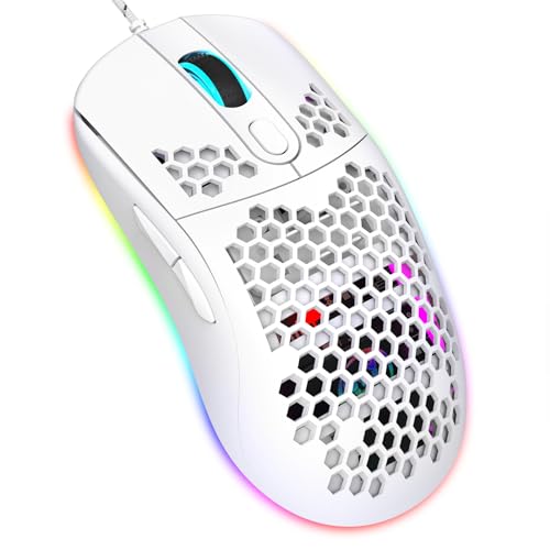 RGB-Gaming-Maus mit Makroprogrammierung, 6 Einstellbare DPI Bis zu 8000, 6 RGB-Beleuchtungsmodi, Programmierbare Tasten mit 20 Millionen Klicks, Ergonomisches Design für (White) Bild 2