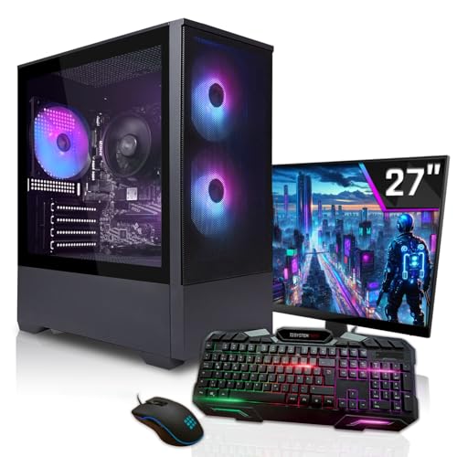 SYSTEMTREFF Basic Gaming Komplett PC Set Intel Core Ultra 5 225F 6x4.4GHz | Nvidia RTX 3050 6GB | 512GB M.2 NVMe | 16GB DDR5 RAM | Windows 11 | 27 TFT Monitor | Desktop Paket Computer für Gamer Bild 1