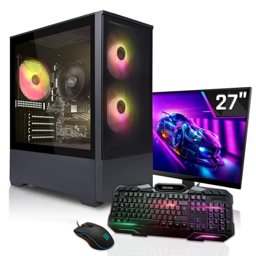 SYSTEMTREFF Basic Gaming Komplett PC Set Intel Core Ultra 5 225 6x3.3GHz | Nvidia RTX 3050 6GB | 512GB M.2 NVMe | 16GB DDR5 RAM | Windows 11 | 27 TFT Monitor | Desktop Paket Computer für Gamer Bild 1