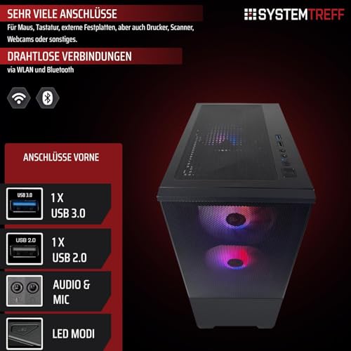 SYSTEMTREFF Basic Gaming Komplett PC Set Intel Core Ultra 5 225 6x3.3GHz | Nvidia RTX 3050 6GB | 512GB M.2 NVMe | 16GB DDR5 RAM | Windows 11 | 27 TFT Monitor | Desktop Paket Computer für Gamer Bild 4