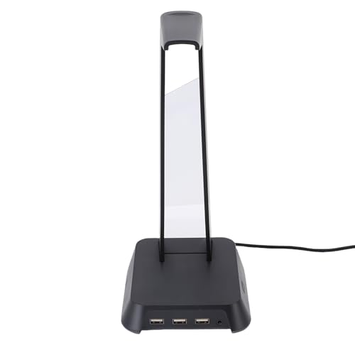 Gaming-Headset-Ständer, RGB-Beleuchtung, USB-Anschluss, Multifunktionaler Heim-Schreibtisch-Kopfhörerhalter für Gamer (Black) Bild 2