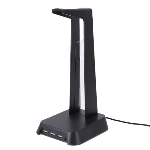 Gaming-Headset-Ständer, RGB-Beleuchtung, USB-Anschluss, Multifunktionaler Heim-Schreibtisch-Kopfhörerhalter für Gamer (Black) Bild 3
