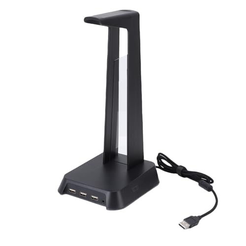Gaming-Headset-Ständer, RGB-Beleuchtung, USB-Anschluss, Multifunktionaler Heim-Schreibtisch-Kopfhörerhalter für Gamer (Black) Bild 5