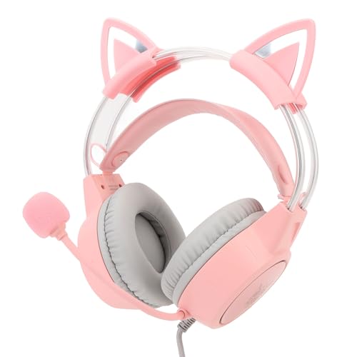 Katzenohr-Gaming-Headset mit Mikrofon, Regenbogen-RGB-Beleuchtung, Abnehmbare Katzenohren, 50 Mm Surround-Sound, Ergonomisches Design für PC, Laptop, Spielekonsole Bild 1