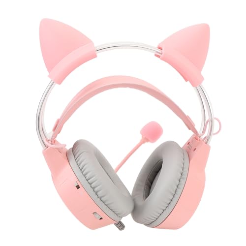 Katzenohr-Gaming-Headset mit Mikrofon, Regenbogen-RGB-Beleuchtung, Abnehmbare Katzenohren, 50 Mm Surround-Sound, Ergonomisches Design für PC, Laptop, Spielekonsole Bild 3