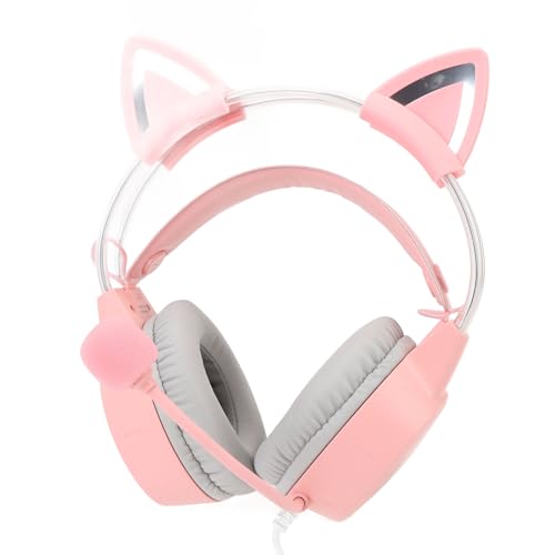 Katzenohr-Gaming-Headset mit Mikrofon, Regenbogen-RGB-Beleuchtung, Abnehmbare Katzenohren, 50 Mm Surround-Sound, Ergonomisches Design für PC, Laptop, Spielekonsole Bild 5