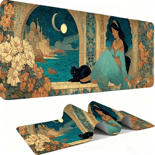 Mauspad, Mousepad XXL 1500 x 800 mm Großes Schreibtischunterlage Landschaft Frau, Vernähter Rand, rutschfest Ieise Mauspad Gaming, für Gaming Büro Office Home, Mouse Pad -alle Maus Arten C0P-965 Bild 1