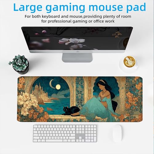 Mauspad, Mousepad XXL 1500 x 800 mm Großes Schreibtischunterlage Landschaft Frau, Vernähter Rand, rutschfest Ieise Mauspad Gaming, für Gaming Büro Office Home, Mouse Pad -alle Maus Arten C0P-965 Bild 2