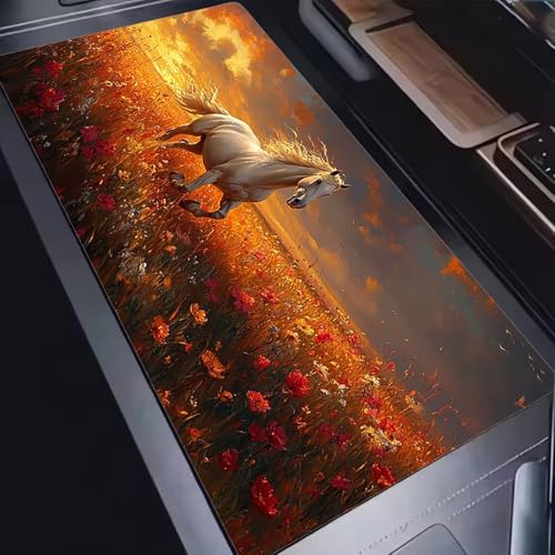 Mauspad, Mousepad XXL 1500 x 800 mm Großes Schreibtischunterlage Blumenpferde, Vernähter Rand, rutschfest Ieise Mauspad Gaming, für Gaming Büro Office Home, Mouse Pad -alle Maus Arten C0P-959 Bild 5
