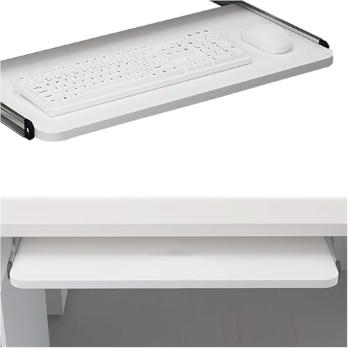 Tastaturablage, ausziehbare Maus-Plattform für Heimbüro und Gaming, Weiß, 65 x 24 cm, ergonomisches platzsparendes Design für komfortables Tippen Bild 1