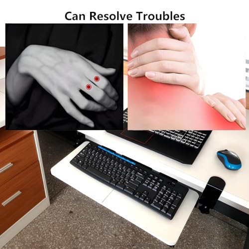 74,9 cm Untertisch-Tastaturablage, verstellbare ausziehbare Tastatur und Maus, platzsparendes C-Klemm-Design, ideal für Heimbüro und Gaming (schwarz) Bild 3