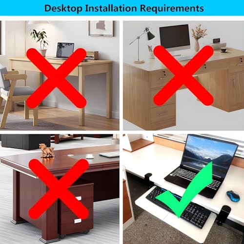74,9 cm Untertisch-Tastaturablage, verstellbare ausziehbare Tastatur und Maus, platzsparendes C-Klemm-Design, ideal für Heimbüro und Gaming (schwarz) Bild 4