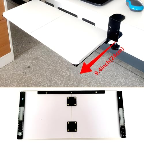 74,9 cm Untertisch-Tastaturablage, verstellbare ausziehbare Tastatur und Maus, platzsparendes C-Klemm-Design, ideal für Heimbüro und Gaming (schwarz) Bild 5