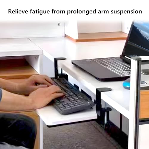 74,9 cm Untertisch-Tastaturablage, verstellbare ausziehbare Tastatur und Maus, platzsparendes C-Klemm-Design, ideal für Heimbüro und Gaming (schwarz) Bild 6