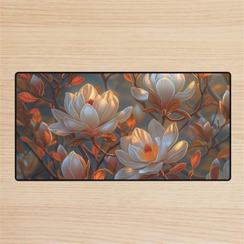 Mauspad, Magnolienblüten-Mauspad mit genähten Kanten, Rutschfester Unterseite, ideal for Tastatur, Maus und Homeoffice, Gaming Arbeit(900x400x2mm) Bild 1