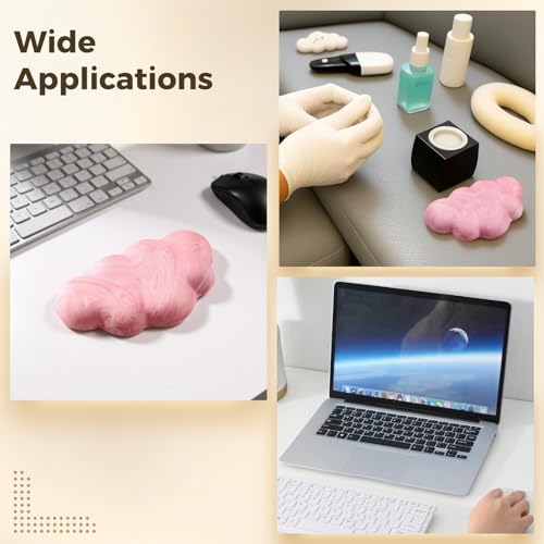 Tastatur und Maus Ergonomische Unterstützung Set, Cloud Handgelenkauflage, 4 Stück, Rosa Weiß, Rutschfeste Basis, Büro Laptop, Gaming Bild 3