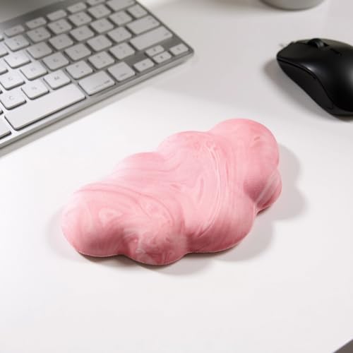 Tastatur und Maus Ergonomische Unterstützung Set, Cloud Handgelenkauflage, 4 Stück, Rosa Weiß, Rutschfeste Basis, Büro Laptop, Gaming Bild 5