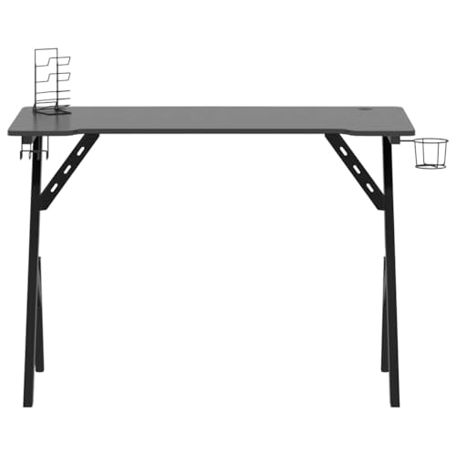 Gaming-Schreibtisch, Ergonomischer Computertisch mit Y-Gestell, PC-Tisch mit Getränkehalter & Headset-Halter, Stabile Gaming-Station für Büro & Zocken, Schwarz Rot, 110 x 60 x 75 cm Bild 4