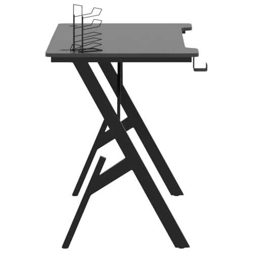 Gaming-Schreibtisch, Ergonomischer Computertisch mit Y-Gestell, PC-Tisch mit Getränkehalter & Headset-Halter, Stabile Gaming-Station für Büro & Zocken, Schwarz Rot, 110 x 60 x 75 cm Bild 5