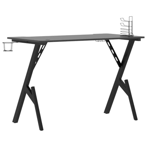 Gaming-Schreibtisch, Ergonomischer Computertisch mit Y-Gestell, PC-Tisch mit Getränkehalter & Headset-Halter, Stabile Gaming-Station für Büro & Zocken, Schwarz Rot, 110 x 60 x 75 cm Bild 6