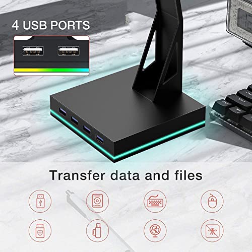 Kopfhörerständer mit 4 USB 2.0-Anschlüssen, RGB-Gaming-Halterung für Gaming-PC-Zubehör, organisiert und zeigt Headsets, ideal für Gamer Bild 6