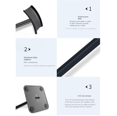 Kopfhörer-Ständer, Display-Halterung für platzsparend, ergonomisches Design, stabile Konstruktion für Kopfhörer und Gaming-Headsets, idealer Schreibtisch-Organizer Bild 5