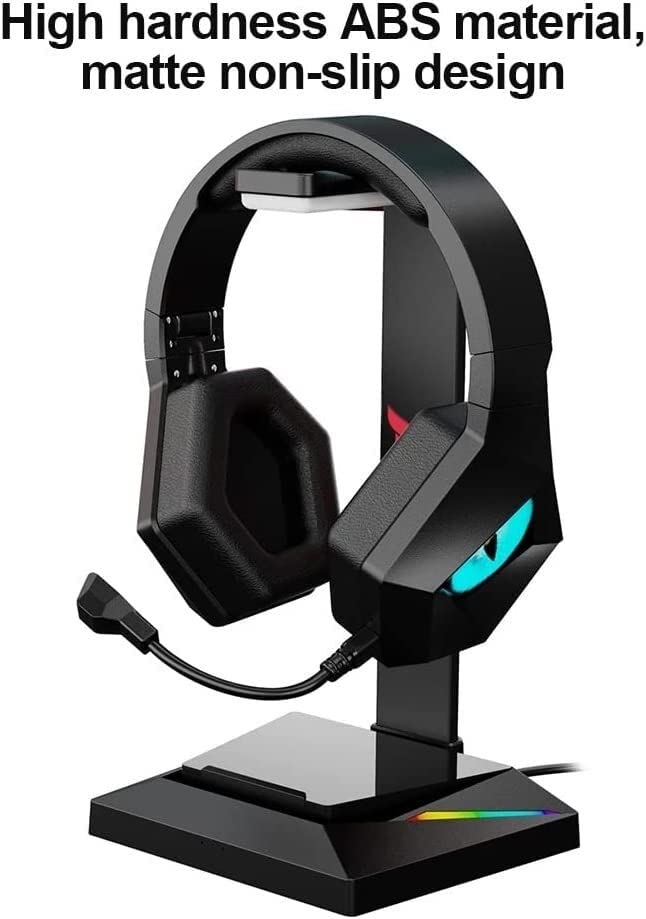 Kopfhörerständer, RGB-Gaming-Headset-Aufhänger mit USB- und Typ-C-Anschlüssen, Desktop-Aufbewahrungsregal für Kopfhörer, verstellbare Halterung für alle Headsets Bild 5
