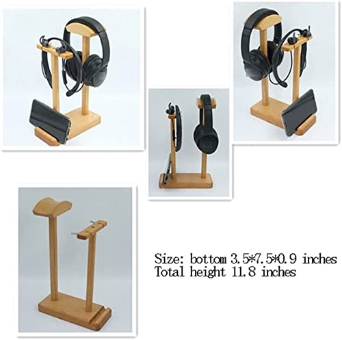 Kopfhörerständer, Massivholz-Headset-Aufhänger, Dual-Halterung für Over-Ear- und In-Ear-Kopfhörer, Schreibtisch-Organizer für Gaming und Musikzubehör Bild 2