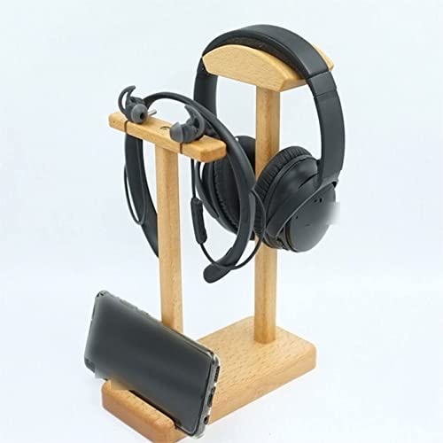 Kopfhörerständer, Massivholz-Headset-Aufhänger, Dual-Halterung für Over-Ear- und In-Ear-Kopfhörer, Schreibtisch-Organizer für Gaming und Musikzubehör Bild 3