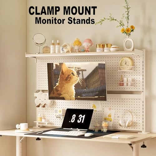 Metall-Schreibtisch-Stecktafel mit Monitorständer, passend für 81,3 cm große Monitore, Gaming- und Heimbüro-Organizer für Computerzubehör Bild 3