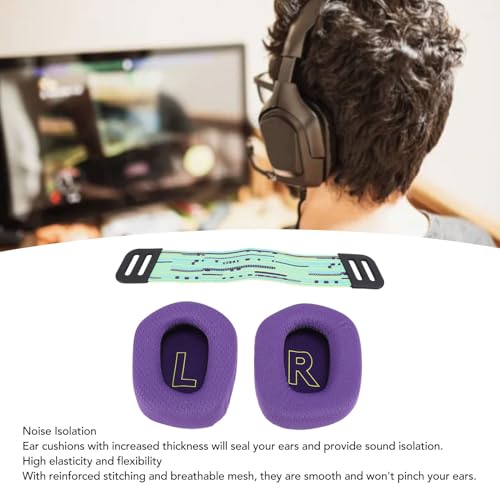 Ejoyous Ohrpolster mit Kopfbügel für G733 und G335, Atmungsaktive Mesh-Ohrpolster für Gaming-Headsets mit Komfortablem, Geräuschisolierendem Schaumstoff (Purple) Bild 3