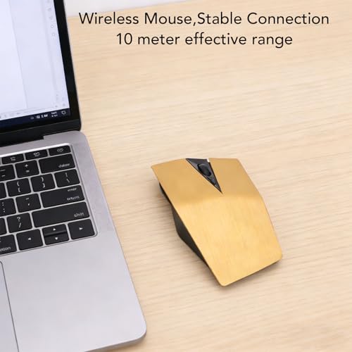 Cuifati Kabellose Maus, Geräuschloses Klickdesign, Ergonomische Computermaus, 2,4-GHz-Funkmaus mit Einstellbarer Auflösung von 800/1200 DPI für Laptop und Desktop-PC (Gold) Bild 2