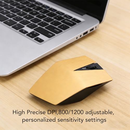 Cuifati Kabellose Maus, Geräuschloses Klickdesign, Ergonomische Computermaus, 2,4-GHz-Funkmaus mit Einstellbarer Auflösung von 800/1200 DPI für Laptop und Desktop-PC (Gold) Bild 3
