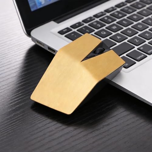 Cuifati Kabellose Maus, Geräuschloses Klickdesign, Ergonomische Computermaus, 2,4-GHz-Funkmaus mit Einstellbarer Auflösung von 800/1200 DPI für Laptop und Desktop-PC (Gold) Bild 4